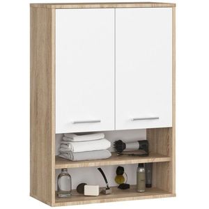 Ak furniture Závěsná koupelnová skříňka Fin W64 2D 64 cm bílá/dub sonoma obraz