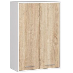 Ak furniture Závěsná koupelnová skříňka Fin W64 64 cm bílá/dub sonoma obraz