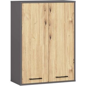 Ak furniture Závěsná koupelnová skříňka Fin W64 64 cm grafit/dub artisan obraz