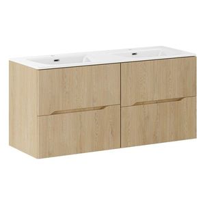 Comad Závěsná skříňka Nordic Sky se zápustnými umyvadly 120 cm dub cremona obraz