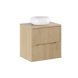 Comad Závěsná skříňka Nordic Wiki s deskou a umyvadlem 60 cm dub cremona obraz