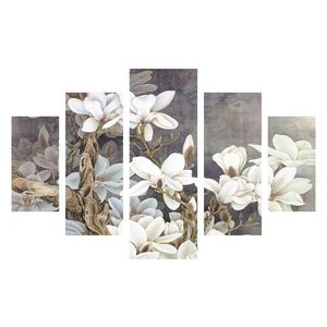 5dílný obraz KVĚTY - moderní nástěnná dekorace z MDF, 92 x 56 cm - II. jakost, POUZE OSOBNÍ ODBĚR obraz