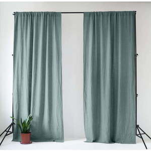 Šedomodrý lněný závěs 140x330 cm Blue Fog – Linen Tales obraz