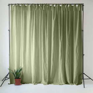 Světle zelený lněný závěs 140x300 cm Sage – Linen Tales obraz