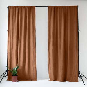 Hnědý lněný závěs 140x250 cm Hazelnut – Linen Tales obraz