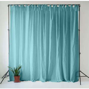 Tyrkysový lněný závěs 140x250 cm Coastal Blue – Linen Tales obraz