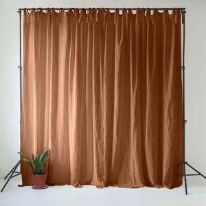 Hnědý lněný závěs 140x250 cm Hazelnut – Linen Tales obraz