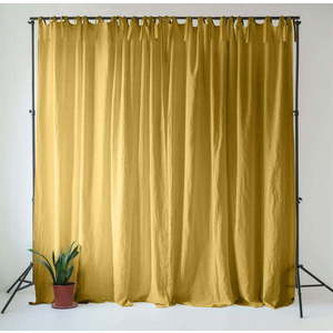 Žlutý lněný závěs 140x330 cm Lemon Curry – Linen Tales obraz