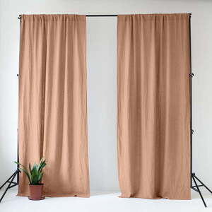 Růžový/hnědý lněný závěs 140x250 cm Cafe Creme – Linen Tales obraz