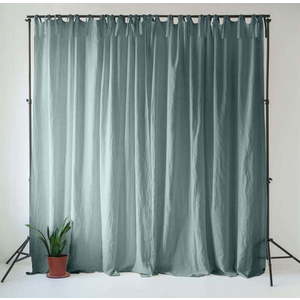 Šedomodrý lněný závěs 140x250 cm Blue Fog – Linen Tales obraz