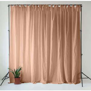 Růžový/hnědý lněný závěs 140x250 cm Cafe Creme – Linen Tales obraz
