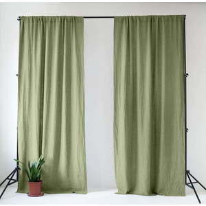 Světle zelený lněný závěs 140x250 cm Sage – Linen Tales obraz