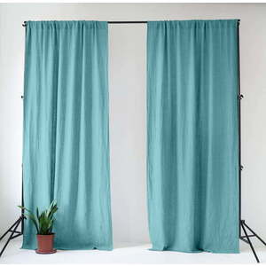 Tyrkysový lněný závěs 140x330 cm Coastal Blue – Linen Tales obraz