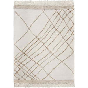 Krémový ručně tkaný koberec s příměsí vlny 160x230 cm Astera Linear – Flair Rugs obraz