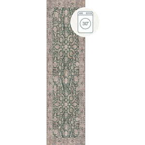 Zelený pratelný běhoun 60x230 cm Beau Floral – Flair Rugs obraz