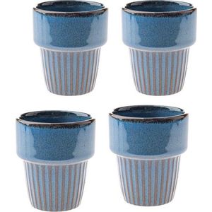 Modré šálky v sadě 4 ks na espresso z kameniny 100 ml Tone – Dakls obraz