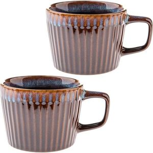 Modré/hnědé hrnky v sadě 2 ks na cappuccino z kameniny 190 ml Tone – Dakls obraz