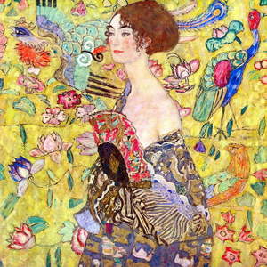 Reprodukce obrazu Gustav Klimt - Lady with Fan, 60 x 60 cm obraz