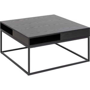 Černý konferenční stolek s deskou v dekoru jasanového dřeva 80x80 cm Willford – Actona obraz