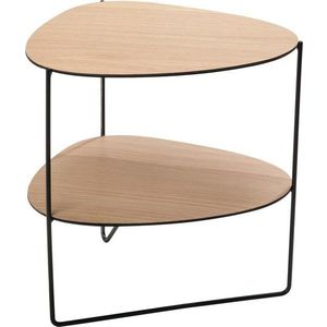 Kovový konferenční stolek v přírodní barvě 37x44 cm Curve Double Wood – LIND DNA obraz