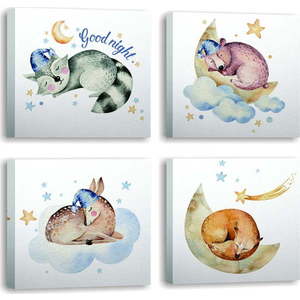 Obrazy v sadě 4 ks 30x30 cm Good Night – Wallity obraz