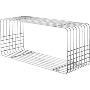 Kovová nástěnná knihovna v leskle stříbrné barvě 70x30 cm Wire – Mette Ditmer Denmark obraz