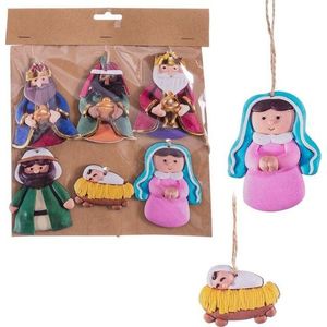 Dřevěné vánoční ozdoby v sadě 6 ks 9 cm Nativity – Casa Selección obraz