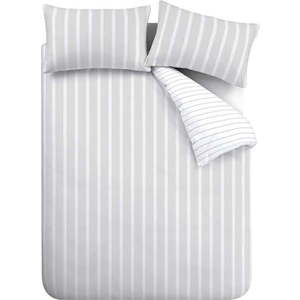 Šedé bavlněné prodloužené povlečení na dvoulůžko 230x220 cm Ashford Stripe – Bianca obraz