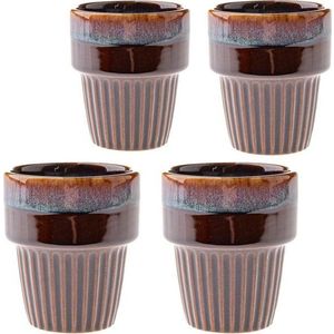 Hnědé šálky v sadě 4 ks na espresso z kameniny 100 ml Tone – Dakls obraz