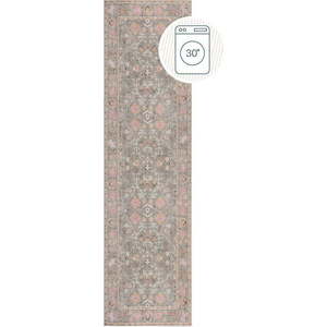 Světle zelený pratelný běhoun 60x230 cm Una Floral – Flair Rugs obraz
