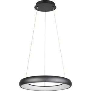 Matně černé LED stmívatelné závěsné svítidlo s kovovým stínidlem ø 62 cm Cardona – Trio obraz