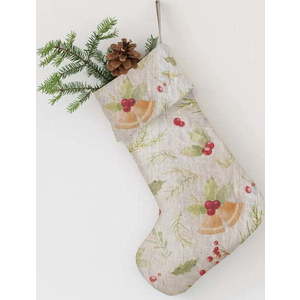 Látková vánoční punčocha Christmas Print Natural – Linen Tales obraz