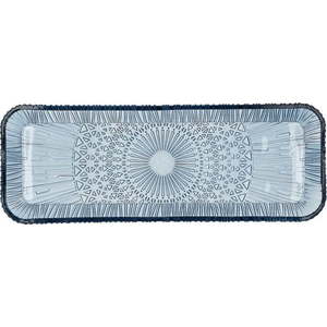 Modrý skleněný servírovací talíř 14x38 cm Kusintha – Bitz obraz