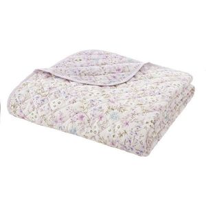 Bavlněný prošívaný přehoz v levandulové a béžové barvě 220x230 cm Ditsy Floral – Bianca obraz