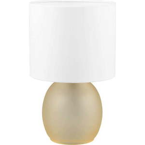 Stolní lampa v bílé a zlaté barvě s textilním stínidlem (výška 29 cm) Vela – Trio obraz