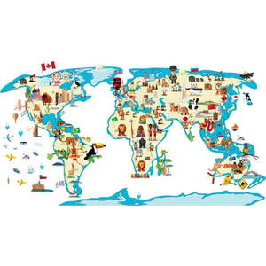 Dětská mapa 110x60 cm World Map Ethnic Tour – Ambiance obraz