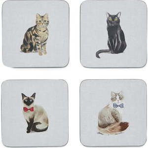 Sada 4 modrých podtácků Cooksmart ® Curious Cats obraz