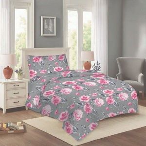 Růžovo-šedé bavlněné povlečení na jednolůžko 140x200 cm Dana – Cotton House obraz
