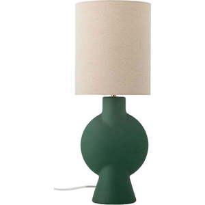 Stolní lampa s textilním stínidlem v tmavě zeleno-přírodní barvě (výška 55 cm) Sergio – Bloomingville obraz