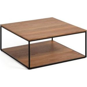 Hnědý konferenční stolek s deskou v dekoru ořechového dřeva 80x80 cm Yona - Kave Home obraz