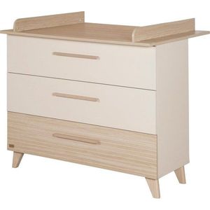 Krémová/v přírodní barvě dětská komoda v dekoru dubu s přebalovacím pultem 110x98x75 cm Sidney – Roba obraz