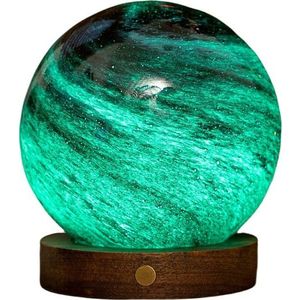 LED stolní lampa v tmavě přírodní barvě se skleněným stínidlem (výška 13 cm) Stellar Ocean – Gingko obraz