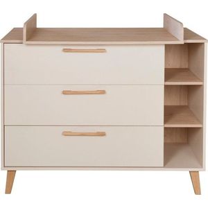 Krémová/v přírodní barvě dětská komoda v dekoru dubu s přebalovacím pultem 117x103x78 cm Jil – Roba obraz