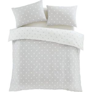 Bílé/šedé flanelové povlečení na dvoulůžko/prodloužené 230x220 cm Polka Dot – Catherine Lansfield obraz