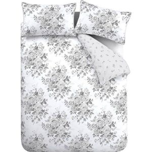 Šedé povlečení na dvoulůžko/prodloužené 230x220 cm Elinda Floral – Catherine Lansfield obraz