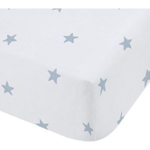 Bílé/modré napínací bavlněné dětské prostěradlo na dvoulůžko 135x190 cm Mini Star & Stripes – Bianca obraz