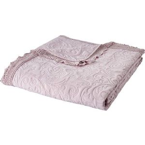 Růžový prošívaný přehoz 220x230 cm Bridgerton Silhouette Floral Lace – Catherine Lansfield obraz