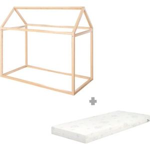 Bambusová domečková dětská postel s matrací/bez roštu 70x140 cm v přírodní barvě House Bed – Roba obraz