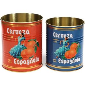 Dekorativní cínové úložné boxy v sadě 2 ks ø 11x13 cm Cerveza Española – Rex London obraz