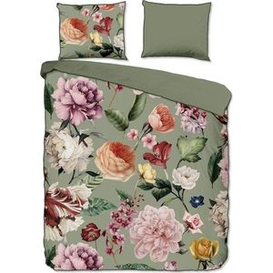 Zelené povlečení na dvoulůžko/prodloužené z bavlněného saténu 200x220 cm Fiori – Descanso obraz